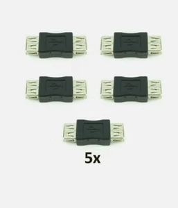 5 Pack USB 2.0 A Female to USB A Female Adapter Converter Extender Coupler - Picture 1 of 2