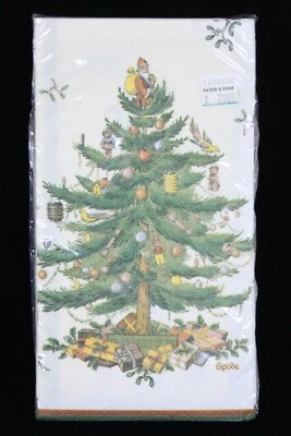 CREATIVE PAPER SPODE CHRISTMAS TREE (16) 3-PLY BEVERAGE NAPKINS GUEST TOWELS NEW - Image 1 of 4