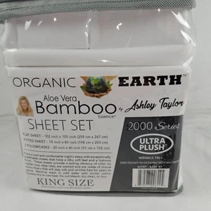 ASHLEY TAYLOR Aloe Vera Bamboo 2000 King 6pc White Deep Pocket Sheet - Picture 1 of 4