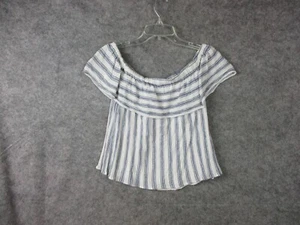En Elly Crop Top Damen Medium W30 weiß blau gestreift schulterfrei Bluse gefüttert - Bild 1 von 10
