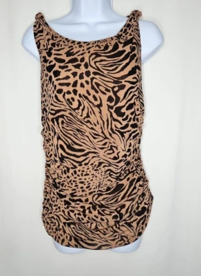 Blusa sin mangas Jane + Delancey para mujer espalda y estampado animal tostado talla grande Foto 1 de 4