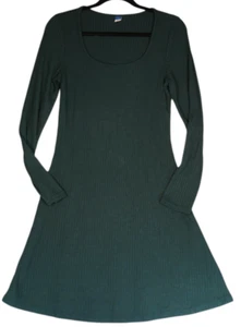 Old Navy Ribbed Sweater Dress Womens S Green Stretchy Lightweight Minimalist - Picture 1 of 9