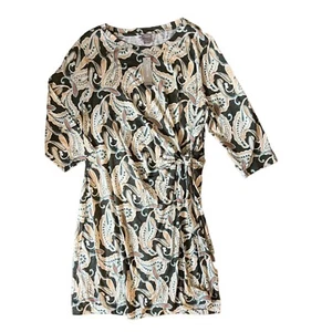 NWT Chico’s XXL 20/22 4 Plus Paisley Stretch Knit Jersey Dress Faux Wrap Green - Picture 1 of 4