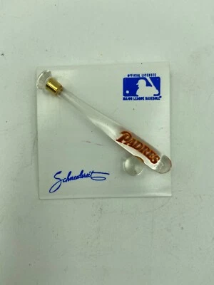 MLB 1988 San Diego Padres Hand Crafted Glass Baseball Bat Pin Brooch 2.25” - Image 1 of 2
