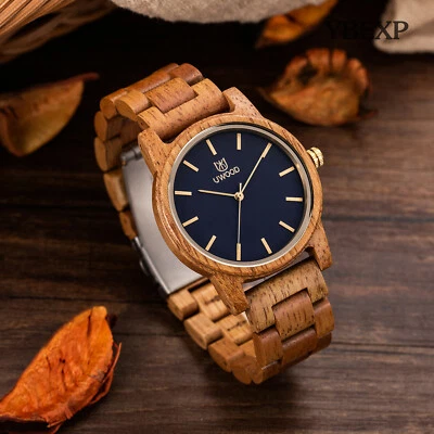 UWOOD Mens Wooden Watch Black Dial Natural Solid Wood Wristwatch for Classy Gift - image 1 of 4