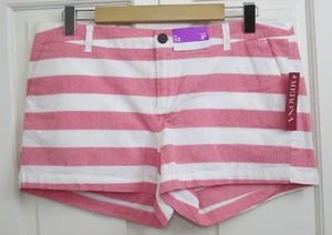 NWT Merona Red Wash Striped Shorts Womens Size 12 Waist 36 Pockets 67-26909 - Picture 1 of 4