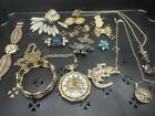 Lot Of Vintage Jewelry, Necklaces,Bracelets,Brooches, Pocket Watch And Earrings.