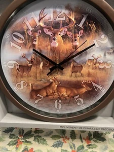 Reflective Art ‘ Whitetail Collage’ Classic Wall Clock 16-Inch. RETIRED - Picture 1 of 2