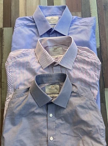 3 x Hawes & Curtis Mens Shirt 15.5" /34 Extra Slim Fit 100% Cotton Double Cuff - Picture 1 of 17