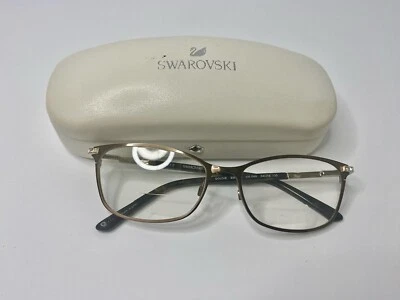 Swarovski Goldie SW5187 049 Brown & Gold Metal Eyeglasses Frame 54-16-135 READ - Image 1 of 4