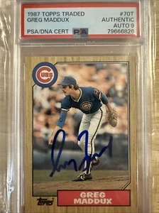 1987 Topps Traded Autogramm Greg Maddux Rookie Card, Hard Signed - Bild 1 von 10