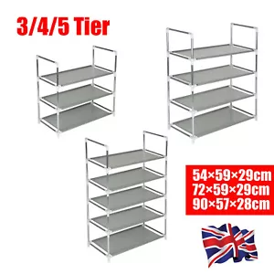 PORTABLE 3/4/5 TIER SHOE RACK STAND COMPACT SPACE SAVING STORAGE ORGANISER SHELF - Picture 1 of 15