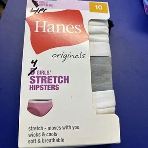 4 Pair Hane’s Girls Stretch Hipsters Size 10 - Picture 1 of 5