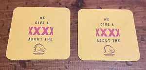 2x Coasters We Give A XXXX About The Broncos Cardboard NRL QLD Rugby League NEW - Picture 1 of 2