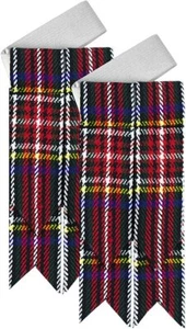 Scottish Traditional Kilt Hose Flashes Black Stewart for Men's Kilt Accessory - Picture 1 of 2