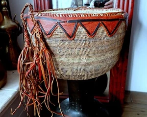 Fulbe Fulani Basket Container Holder Lid Vintage Rare Museum Piece Sudan Darfur - Picture 1 of 10
