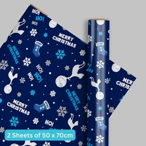 Christmas Wrapping Paper | Tottenham Hotpsur FC | 2 Sheets & 2 Tags | Gift Wrap - Picture 1 of 5