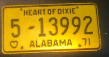 Alabama 1971 license plate # 5-13992