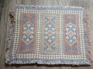 5 X Vintage Weaved Cloth Table Mats Place Mats Geometric - Picture 1 of 5