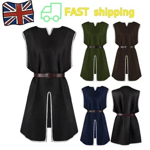 Men Medieval Knight Tunic Viking Warrior T Shirt Pirate Costume Cosplay Vest Top - Picture 1 of 18