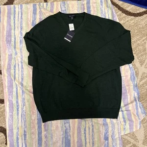 Jos A Bank Mens Green 3x-large V-neck Sweater 100% Merino Wool MRSP $70.00 NWT - Picture 1 of 3
