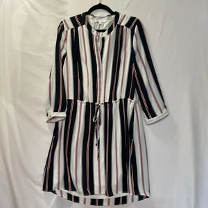 DR2 Daniel Rainn Womens Size L Striped Dress 3/4 Sleeve + Pockets - Picture 1 of 14