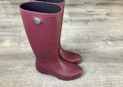 UGG Rain Boots Womens Size 5 Garnet Burgundy Red Sienna Matte Tall Rubber Boot - Image 1 of 4