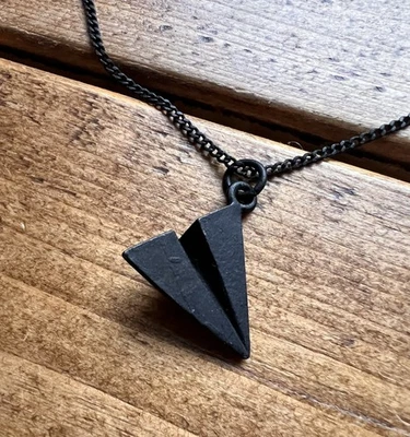 AllSaints Paperplane Pendant Necklace Grey All Saints Charm Paper Plane Chain - Image 1 of 4