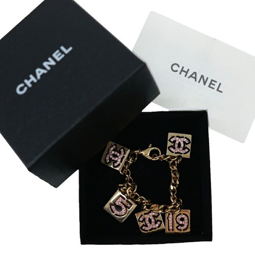 Bracciale Chanel Catena Oro Rosa Metallo Marca Coco Vintage 6 9in