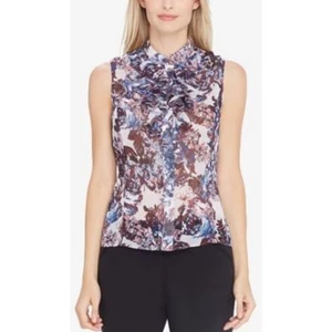 Tahari ASL Sheer Lightweight Ruffled Top Sleeveless Floral Blouse Plus Size 2X - Picture 1 of 11