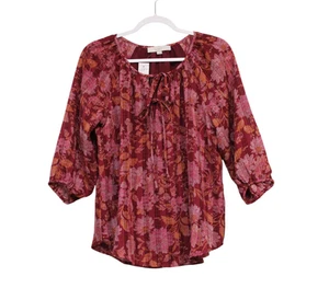 NWT LOFT Blouse Size Small Floral Balloon 3/4 Sleeve Boho Lightweight Casual - Picture 1 of 13