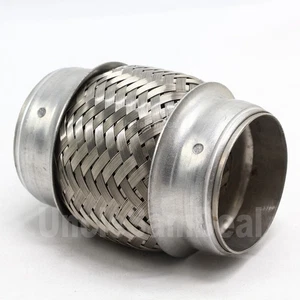 WELD ON ROUND 4" LENGTH 2.25"x4" STAINLESS STEEL EXHAUST FLEX PIPE COUPLING - Picture 1 of 5