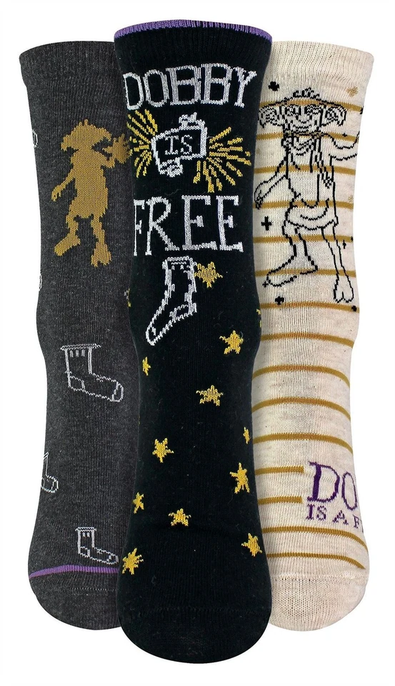 3 Pares Multipack Mujer Dobby | Novedad Harry Potter Calcetines | Regalos Harry Potter Foto 1 de 1