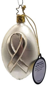 Cinta blanca de vidrio Inge adorno de vidrio brillante adorno de árbol de Navidad alemán - Imagen 1 de 10