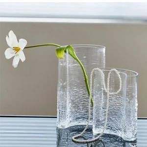 Vaso di fiori in vetro trasparente 3 libbre, vaso artistico alto 10,6 pollici per arredamento casa - unico... - Foto 1 di 8