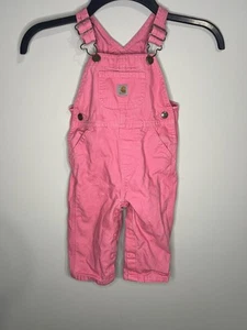 Carhartt Bib Overalls Baby Girls Size 12 Months Pink - Picture 1 of 5