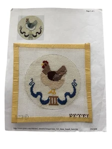 Drei französische Hühner Weihnachten Nadelspitze Ornament Leinwand unvollendet 4,75" Pei - Bild 1 von 7