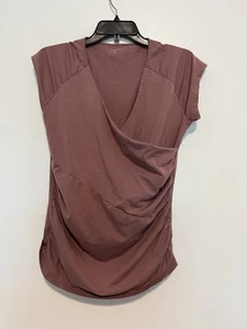 Garnet Hill Top Womens Large  Mock Wrap Stretch Boho Blouse - Picture 1 of 4