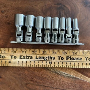 SNAP ON 8 PC 3/8" DEEP UNIVERSAL SWIVEL SOCKET SET SAE 5/16" - 3/4" - Picture 1 of 5