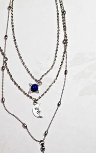 Boho himmlisch Silber Y Lariat Halskette mit geschichteten Mond und Stern Charms, 12" - Bild 1 von 11