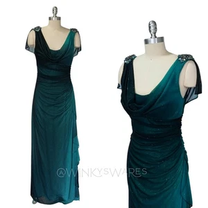 Vintage Y2K Ballkleid Gr. M grün Fee Meerjungfrau Maxikleid Whimsygoth ombre - Bild 1 von 15