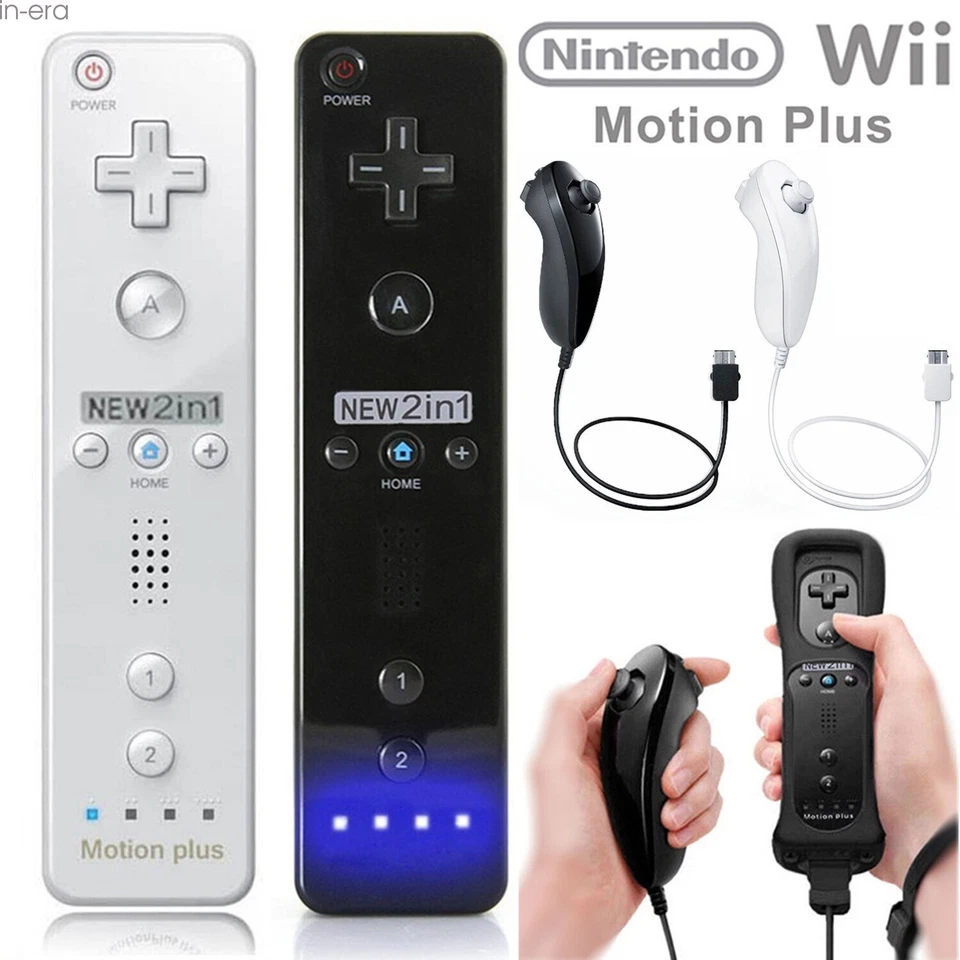Bluetooth Wii Remote Controller& Wired Nunchuck For Nintendo Wii & Wii U Console - Image 1 of 4