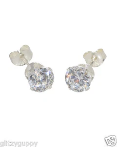 Sterling Silver Hypoallergenic Earrings for Sensitive Ears CZ Cubic Zirconia - Picture 1 of 1