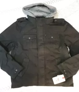Levi's Men's Cotton Faux Shearling Utility Field Jacket - Black Size Large NWT - Picture 1 of 10