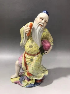 Collectable Beautiful Chinese Hand Famille Rose Porcelain old man Statue - Picture 1 of 9