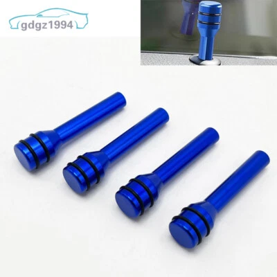 4× Blue Car Door Lock Knobs Door Lift Bolt Auto Inner Door Pull Pins Decor Cover - Imagem 1 de 4
