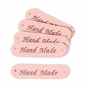 Handmade Etikett 5 St. 45mm x 12mm rosa Etiketten Labels Einnäher Stoff - Bild 1 von 1