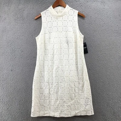 Vestido Vaina American Living Para Mujer 12 Blanco Off Mezcla de Algodón Encaje Cremallera Trasera NUEVO Foto 1 de 4