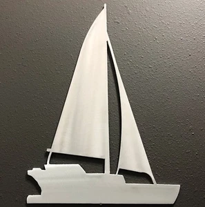 Sail Boat ALUMINUM Metal Wall Art Skilwerx 12 x 9 Nautical - Picture 1 of 3