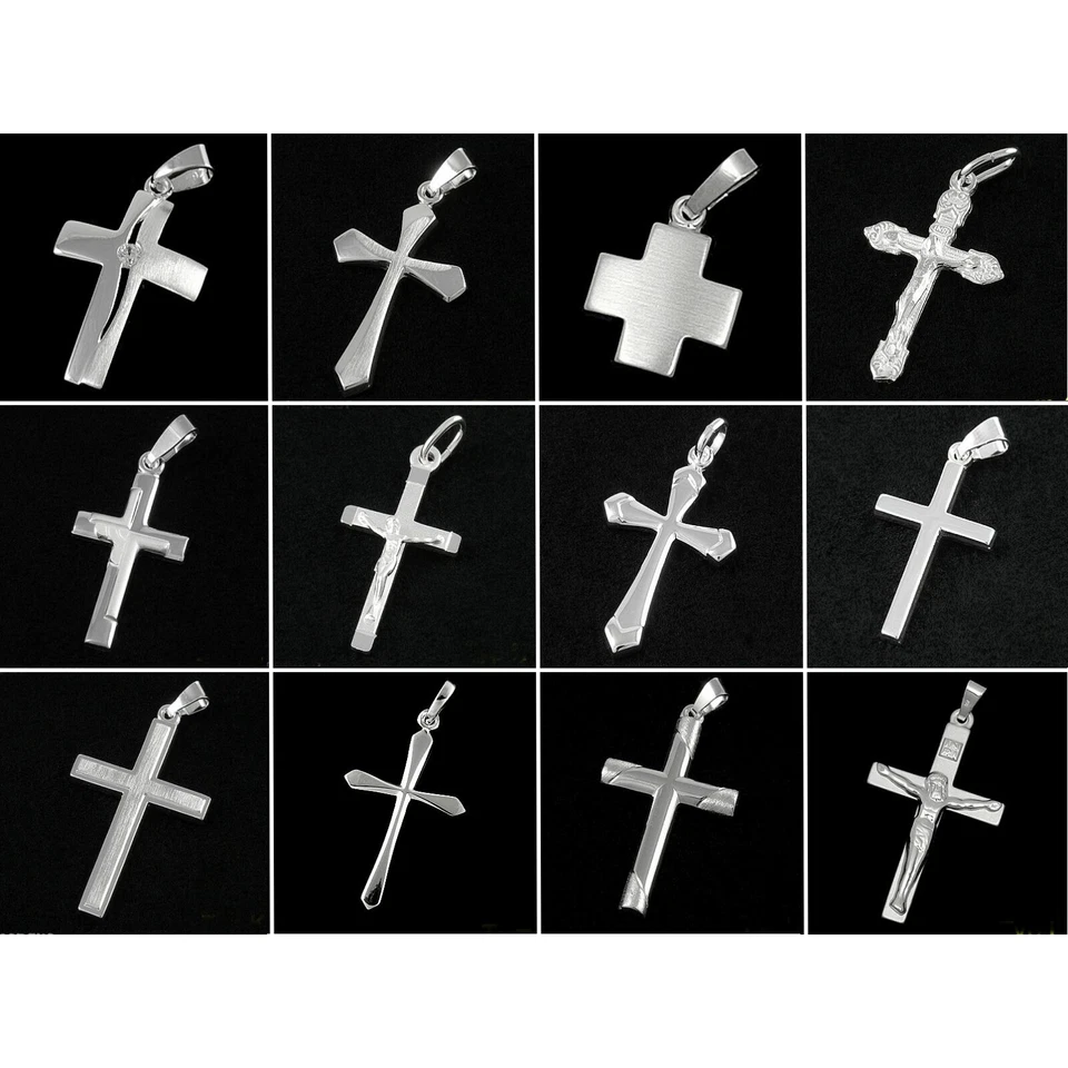 Kreuz Anhänger Kommunion Taufe Konfirmation 925 Silber auf Wunsch mit Kette - Bild 1 von 1